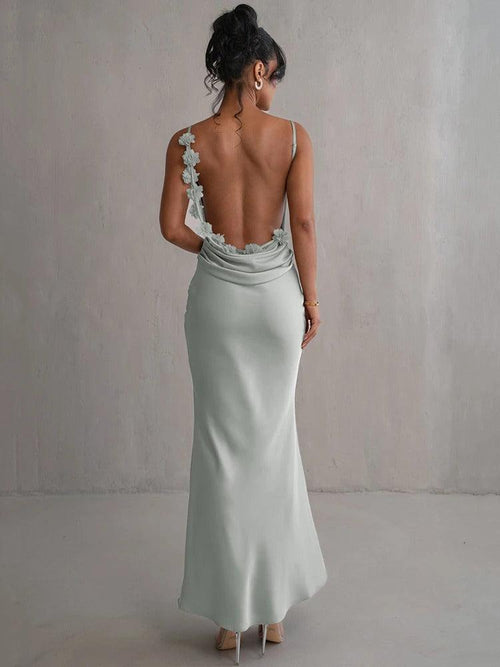 Robe longue satinée dos nu Lina