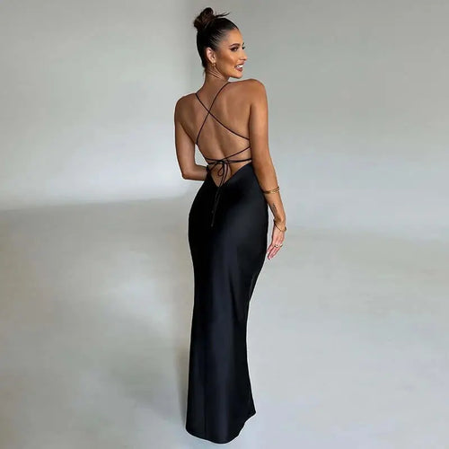 Robe Longue Satinée Dos Nu Sixtine