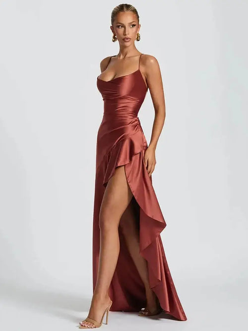 Robe Longue Satinée Raphaëlle - Orange / XS