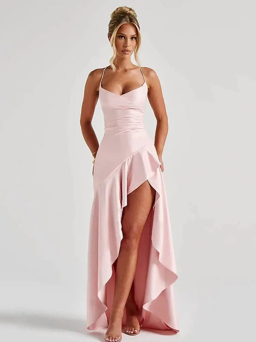 Robe Longue Satinée Raphaëlle - Rose / XS