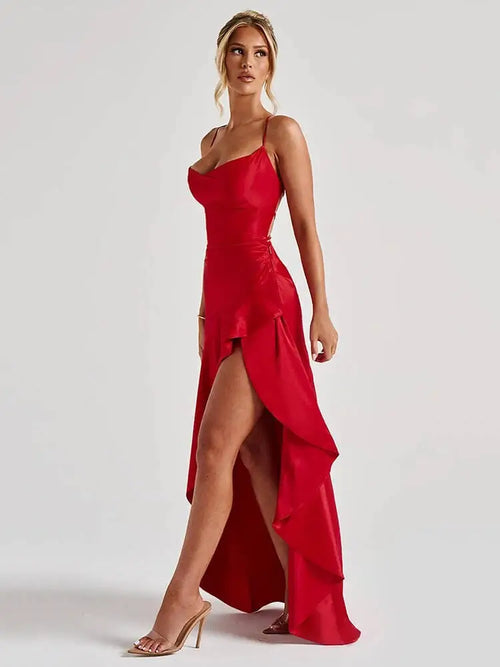 Robe Longue Satinée Raphaëlle - Rouge / XS
