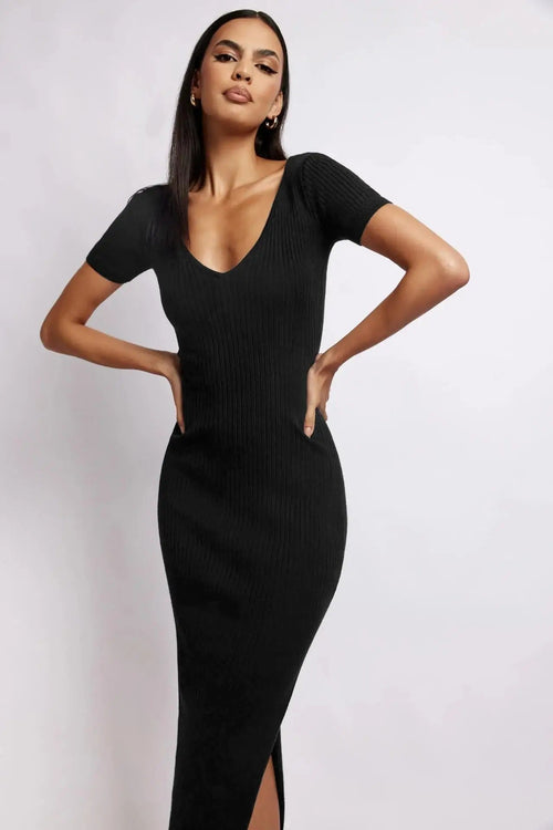 Robe Mi-Longue en Maille Côtelée Livia