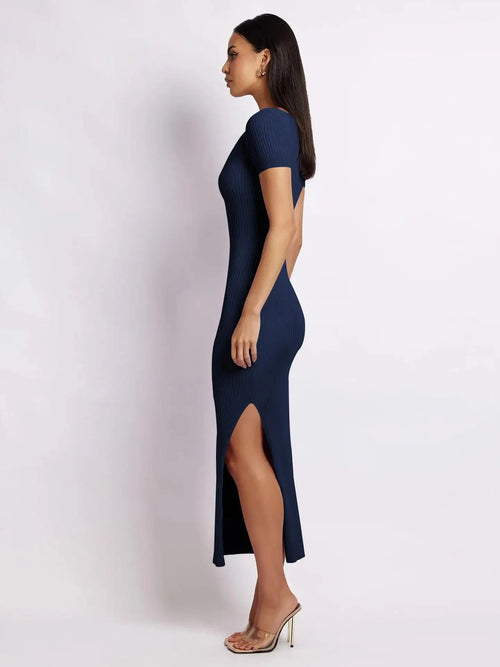 Robe Mi-Longue en Maille Côtelée Livia