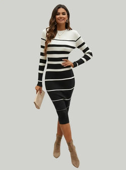 Robe Mi-Longue Moulante Rayée Deauville