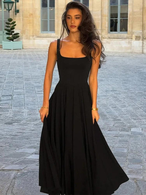 Robe Midi à Encolure Carrée Thaïs