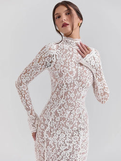 Robe Midi Ajustée en Dentelle Sienna