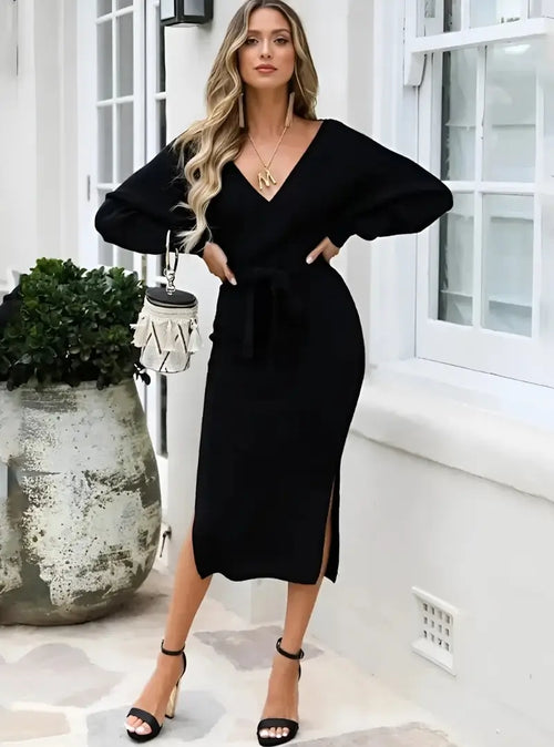 Robe Midi Cache-Cœur Lorraine - Noir / XS