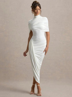 Robe Midi Drapée à Manches Cape Augustine