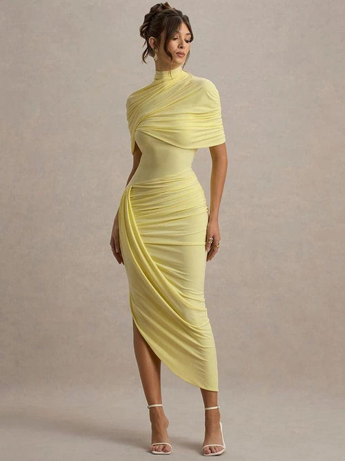 Robe Midi Drapée à Manches Cape Augustine