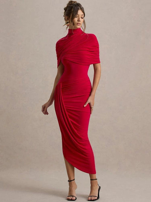 Robe Midi Drapée à Manches Cape Augustine