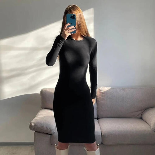 Robe Midi Moulante en Maille Côtelée Doriane