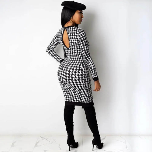 Robe Moulante Pied-de-Poule Elvire