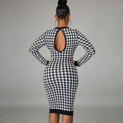 Robe Moulante Pied-de-Poule Elvire