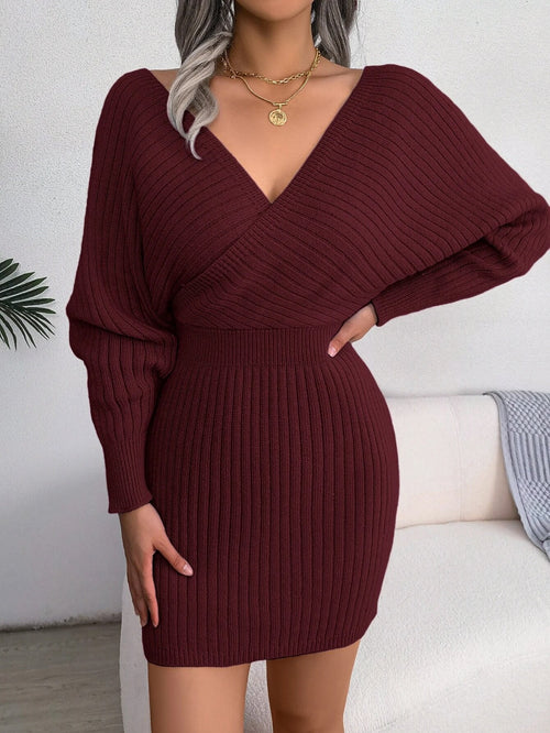 Robe Pull Cache-Cœur en Maille Elisian - Bordeaux / 34
