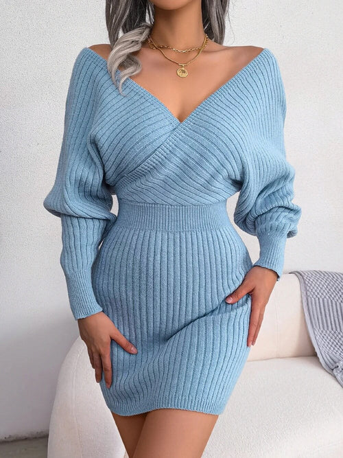 Robe Pull Cache-Cœur en Maille Elisian - Ciel / 34