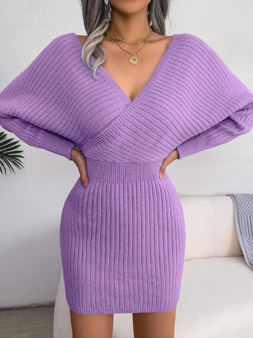 Robe Pull Cache-Cœur en Maille Elisian - Lavande / 34