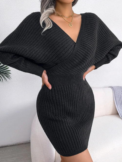 Robe Pull Cache-Cœur en Maille Elisian - Noir / 34