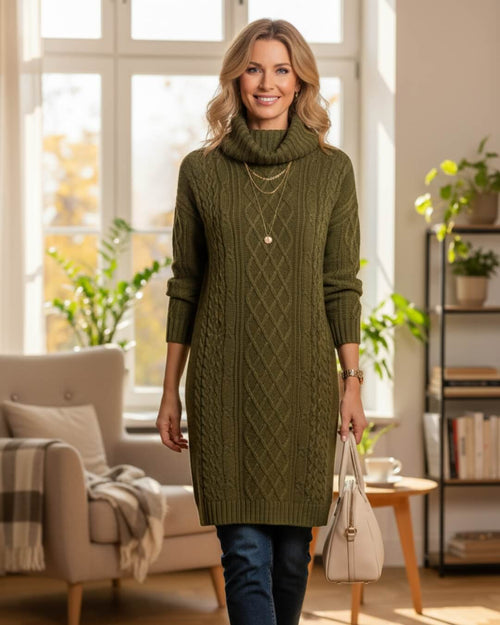 Robe Pull en Maille Torsadée Léziane - Vert / 34