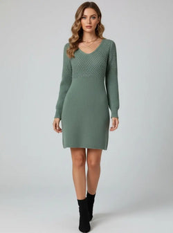 Robe Pull en Maille Tricotée Amboise - Menthe / 34