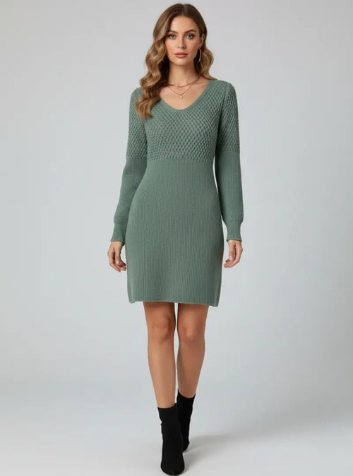 Robe Pull en Maille Tricotée Amboise - Menthe / 34