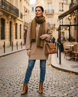 Robe Pull Oversize en Maille Sienne