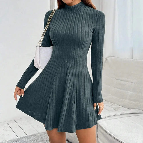 Robe Pull Patineuse en Maille Gisèle - Bleu / XS