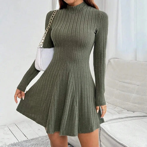 Robe Pull Patineuse en Maille Gisèle - Vert / XS