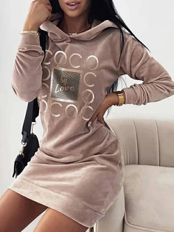 Robe Sweat en Velours Croisière - Taupe rosé / 34