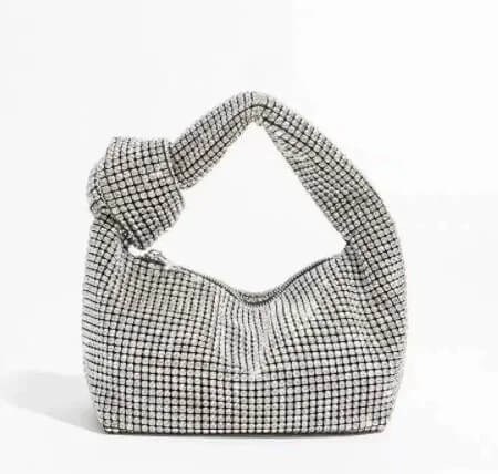 Sac de Soirée Nœud à Strass Lucine - Argent