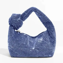 Sac de Soirée Nœud à Strass Lucine - Bleu Royal