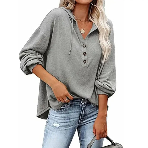 Sweat à Capuche et Patte Boutonnée Sybille