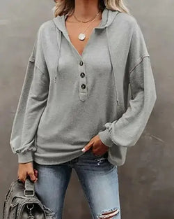 Sweat à Capuche et Patte Boutonnée Sybille Gris / XS