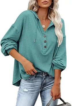 Sweat à Capuche et Patte Boutonnée Sybille Vert / XS