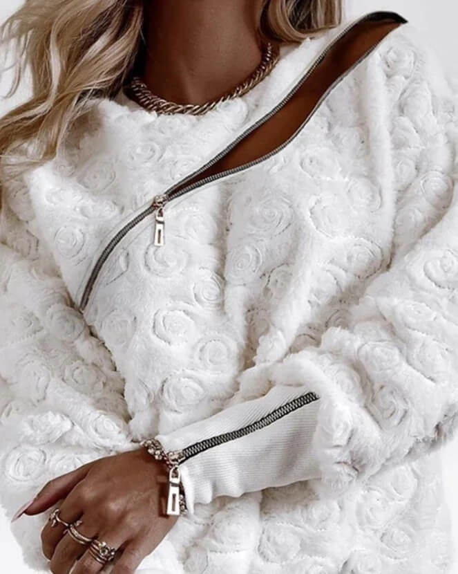 Sweat Effet Texturé Naelise-Blanc-