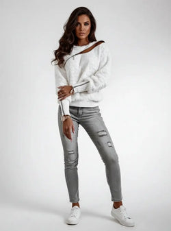 Sweat Effet Texturé Naelise - Blanc / 34
