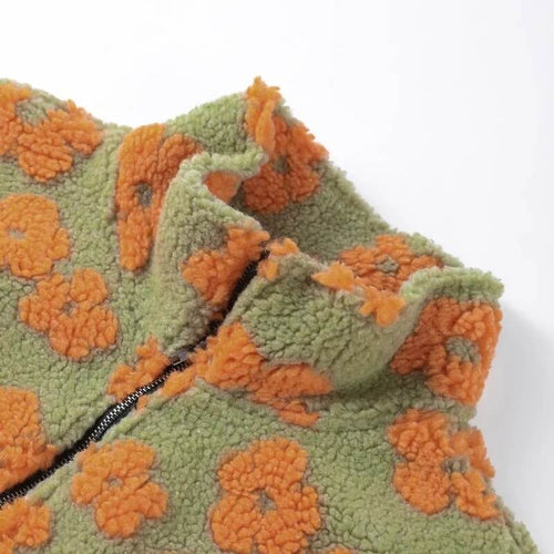 Sweat Polaire à Motifs et Col Zippé Florine