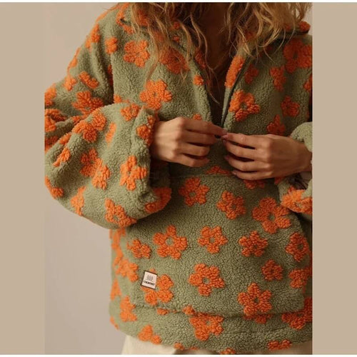 Sweat Polaire à Motifs et Col Zippé Florine
