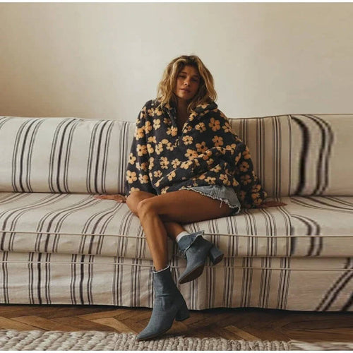 Sweat Polaire à Motifs et Col Zippé Florine