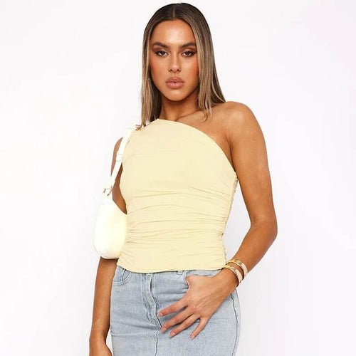 Top Asymétrique Froncé Aliénor - Jaune / 34