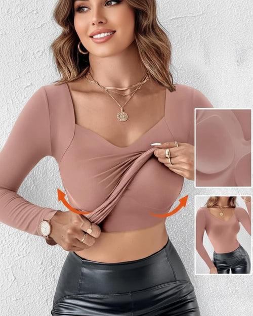 Top Court Décolleté Cœur Syrène - Taupe rosé / 34