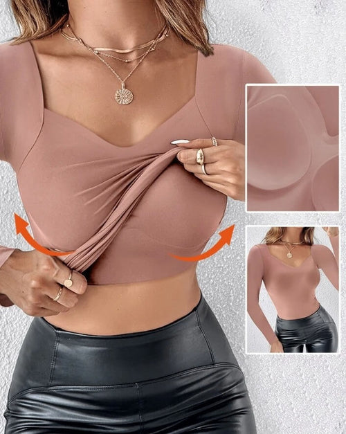 Top Court Décolleté Cœur Syrène - Taupe rosé / 34