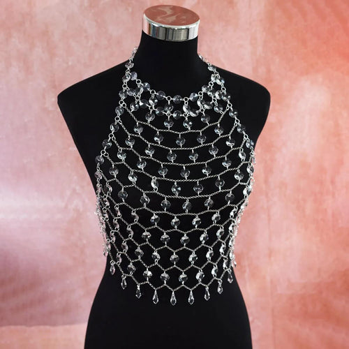 Top Harnais Bijou en Strass Aurore - Argent