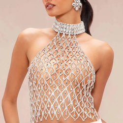 Top Plastron en Strass Névina - Argent / 34