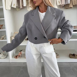 Veste blazer courte à double boutonnage Amalfi Douce - Gris / 34