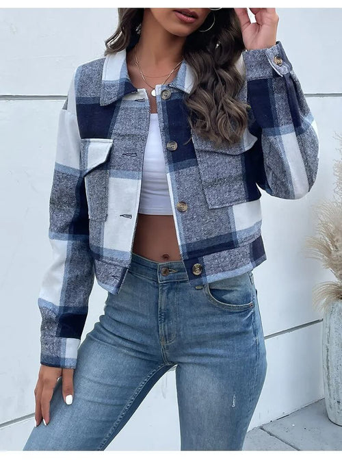 Veste Chemise Oversize en Flanelle Aveline Sylvie - Bleu / 34