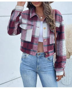 Veste Chemise Oversize en Flanelle Aveline Sylvie - Rose / 34