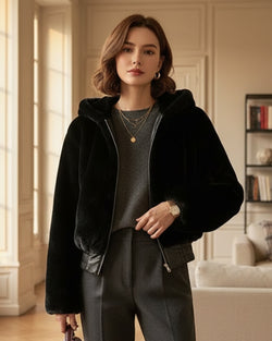 Veste Courte en Fausse Fourrure Néviane