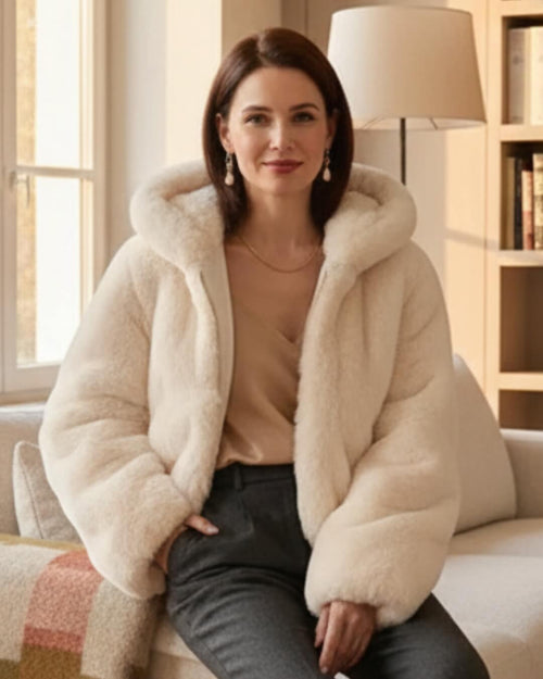 Veste Courte en Fausse Fourrure Néviane