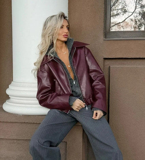 Veste Courte en Similicuir Cléonie