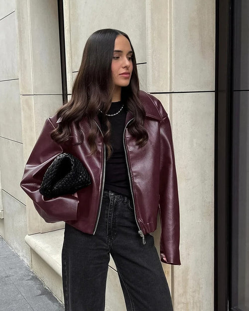 Veste Courte en Similicuir Cléonie